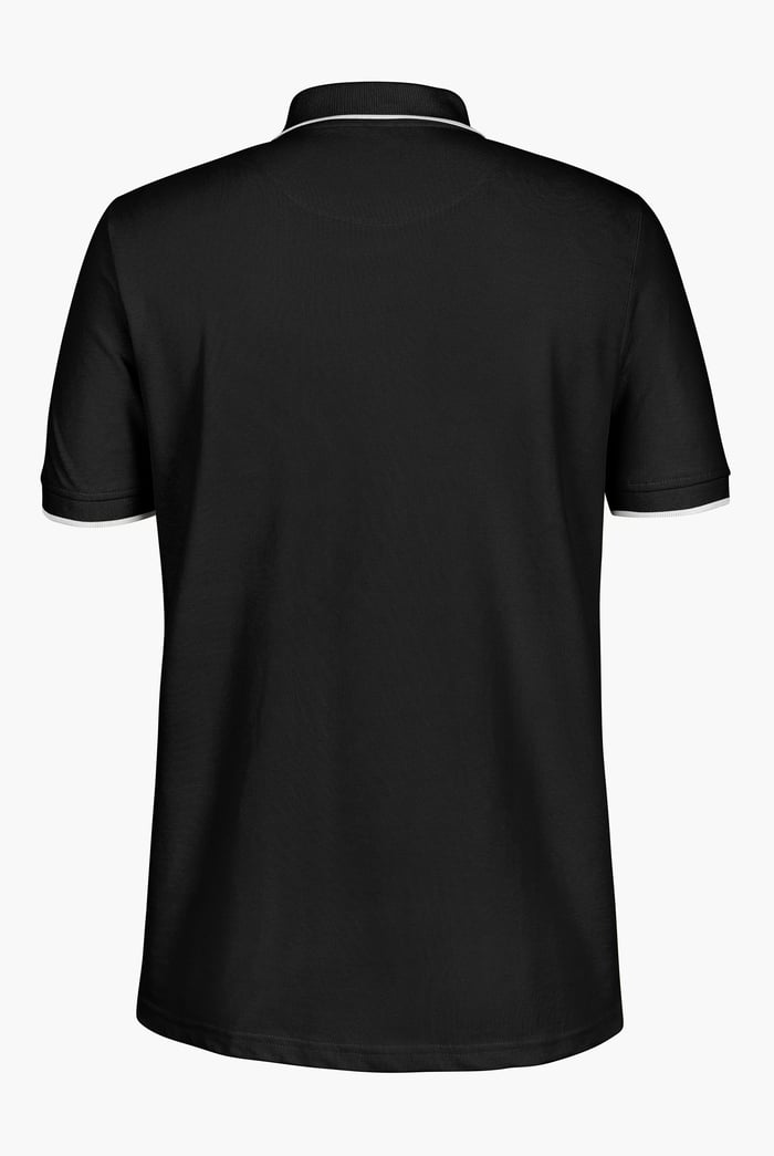 Tipped Collar Short Sleeves Zip Polo Shirt
