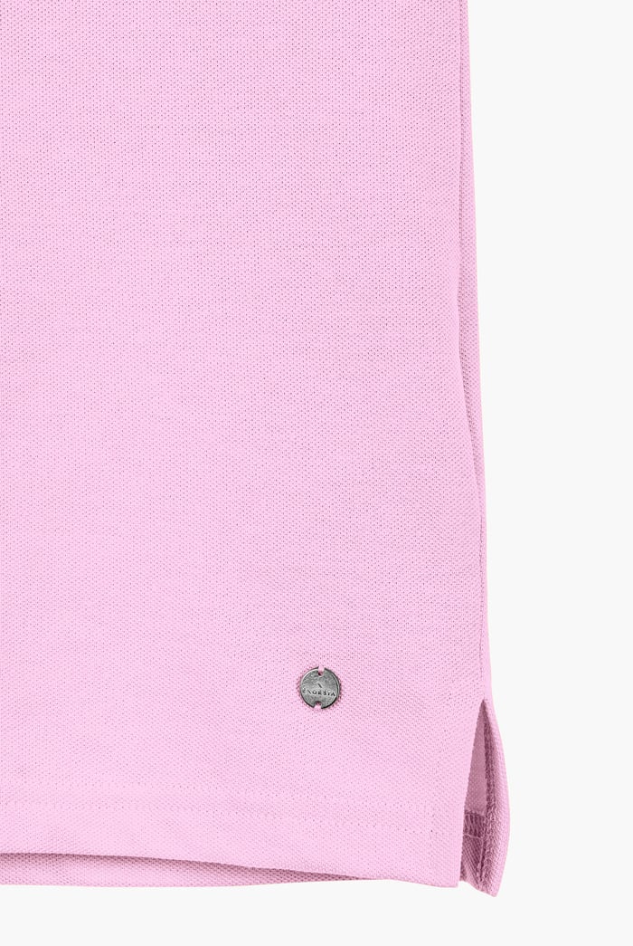Tipped Collar Short Sleeves Zip Polo Shirt