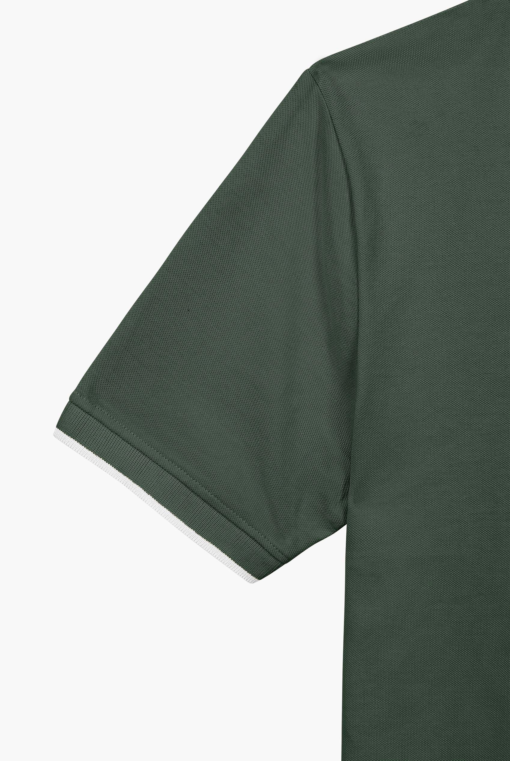 Tipped Collar Short Sleeves Zip Polo Shirt