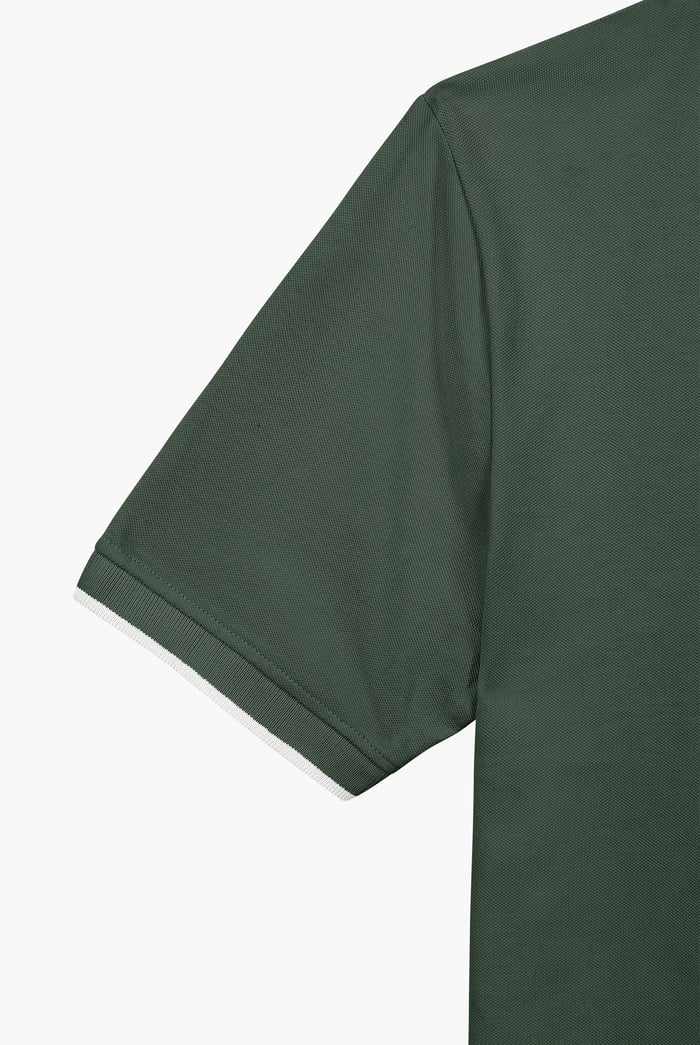 Tipped Collar Short Sleeves Zip Polo Shirt