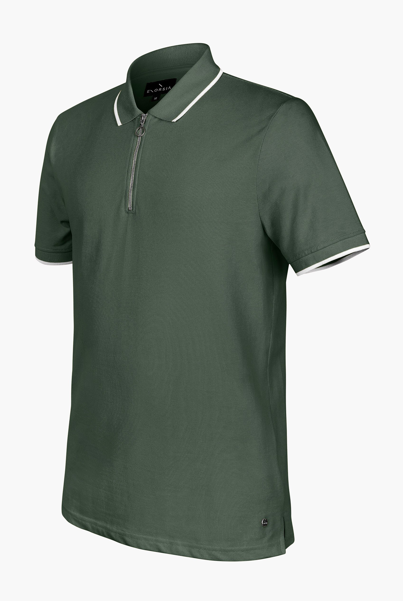Tipped Collar Short Sleeves Zip Polo Shirt
