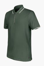 Tipped Collar Short Sleeves Zip Polo Shirt
