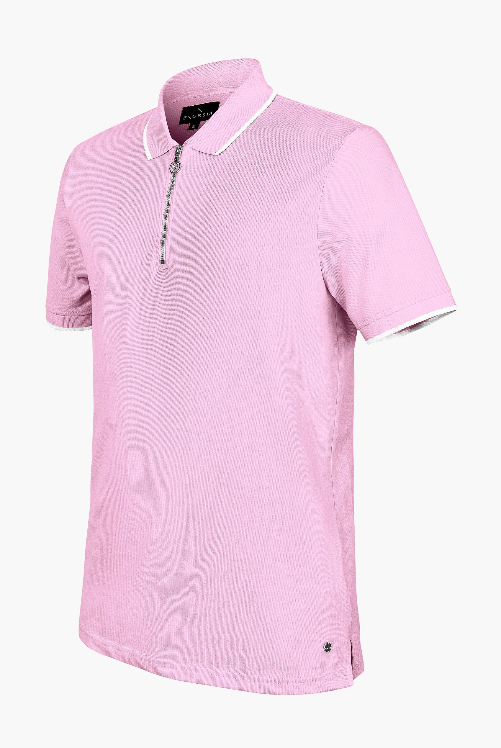 Tipped Collar Short Sleeves Zip Polo Shirt