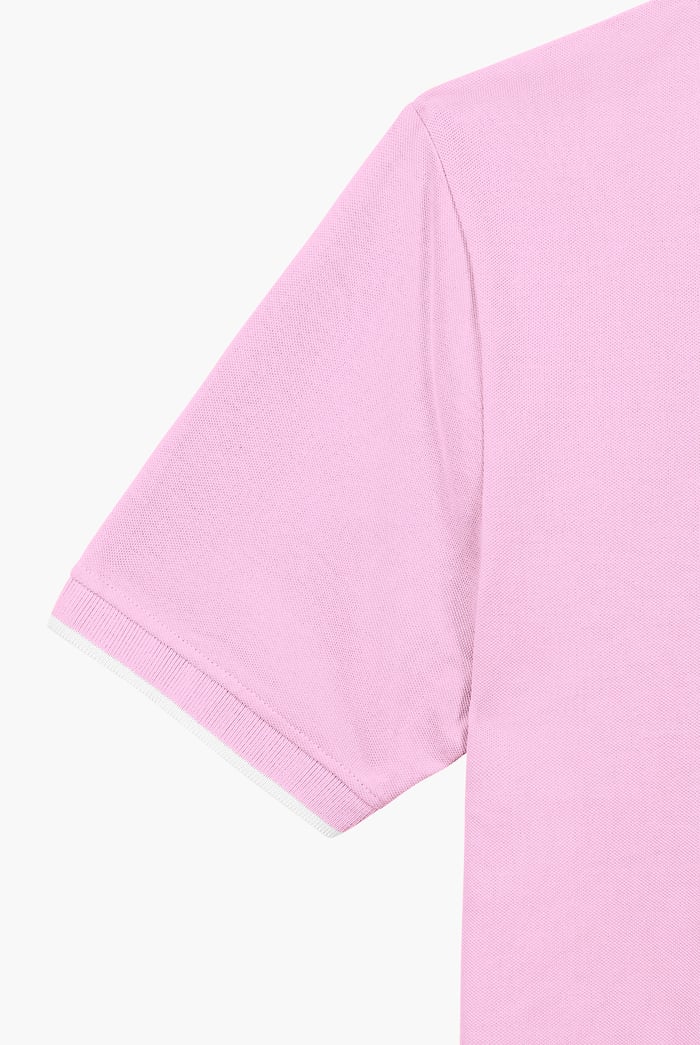 Tipped Collar Short Sleeves Zip Polo Shirt
