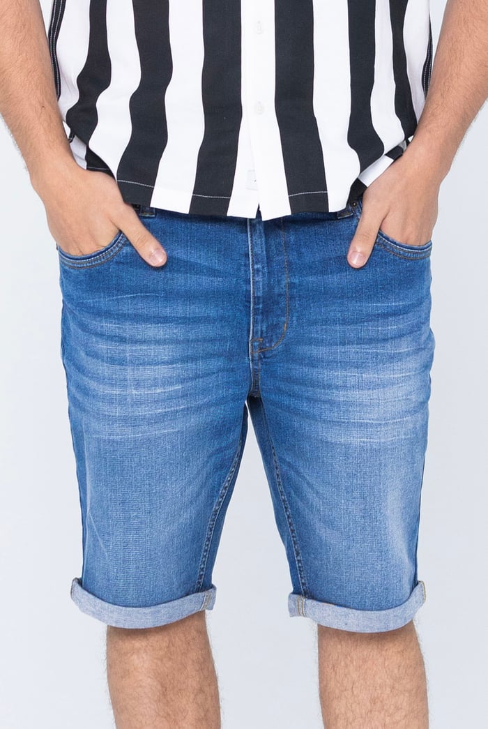 Skinny Fit Turned Denim Shorts