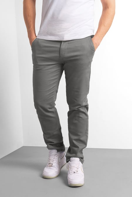 Mens Grey Regular Fit Chino Trouser