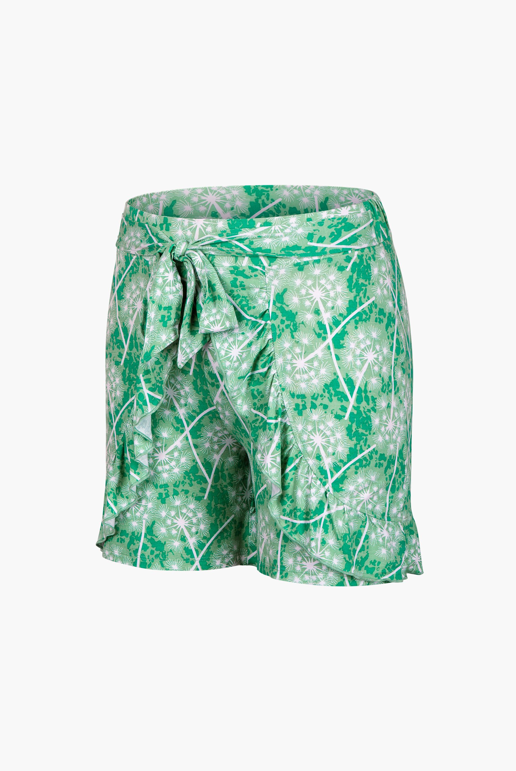 Womens Ruffle Tie-Front Dandelion Printed Shorts
