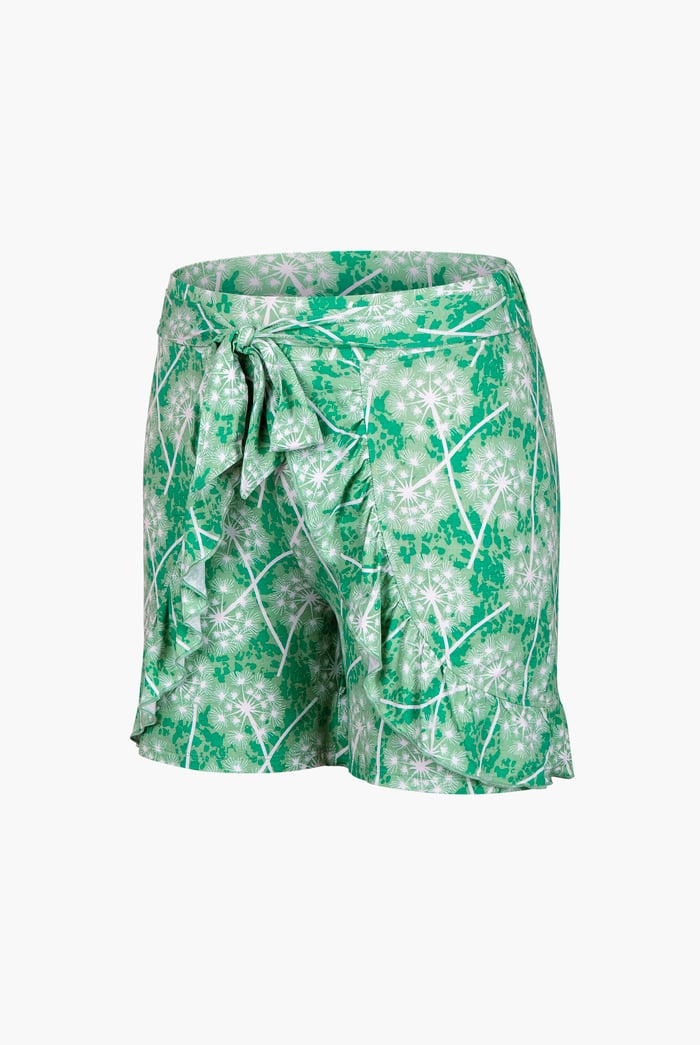 Womens Ruffle Tie-Front Dandelion Printed Shorts