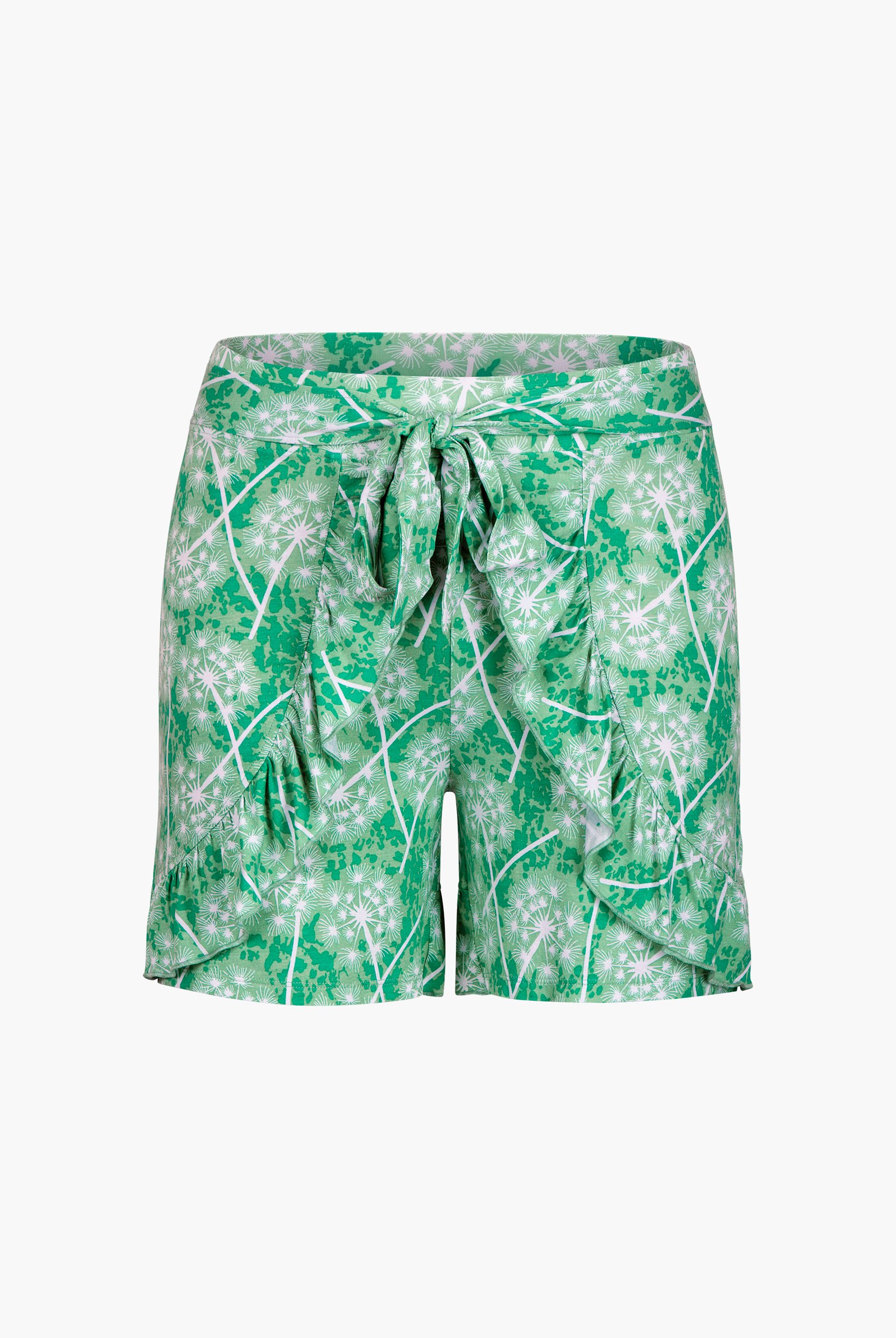 Womens Ruffle Tie-Front Dandelion Printed Shorts