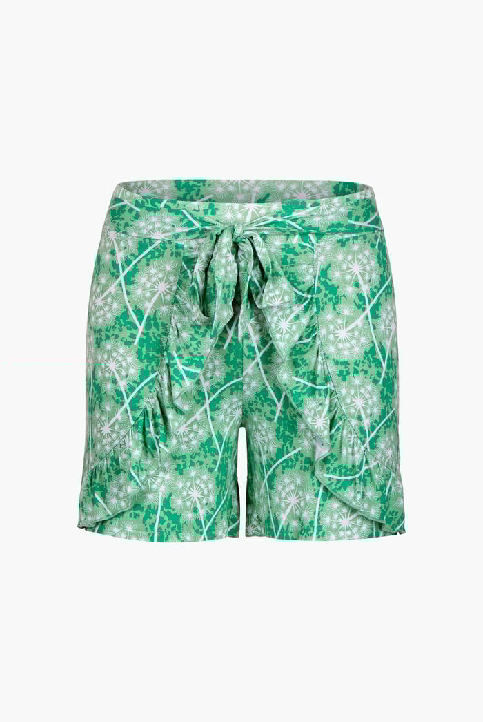 Womens Ruffle Tie-Front Dandelion Printed Shorts