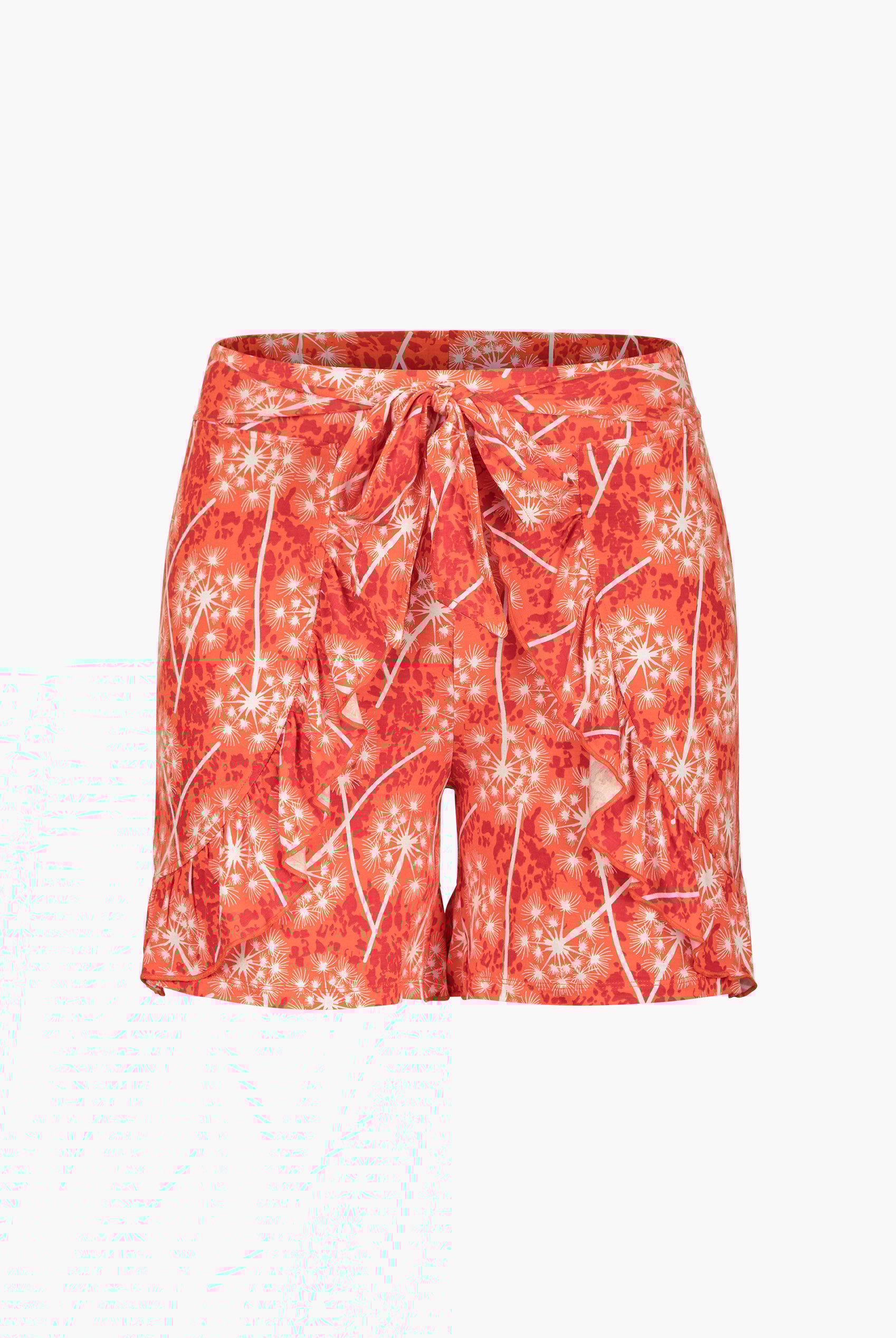 Womens Ruffle Tie-Front Dandelion Printed Shorts