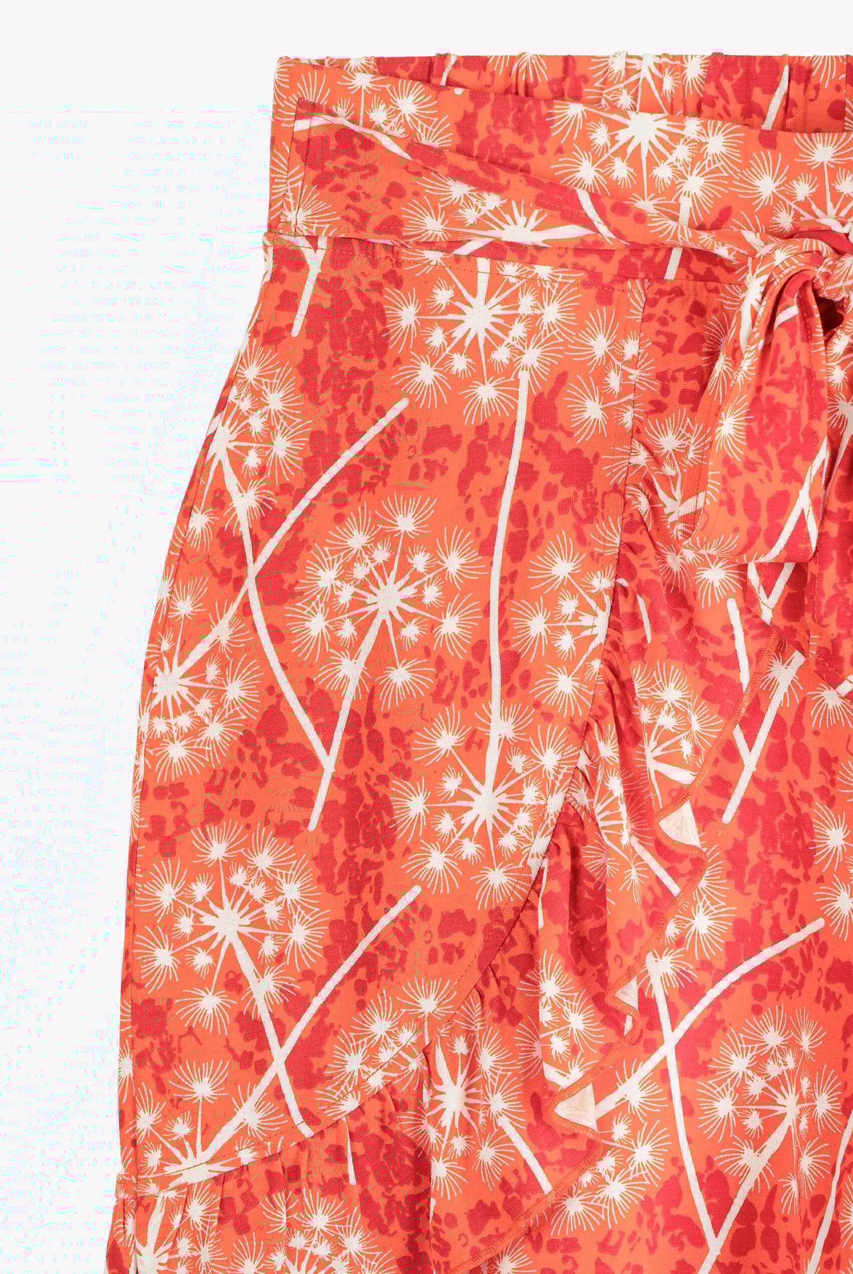Womens Ruffle Tie-Front Dandelion Printed Shorts