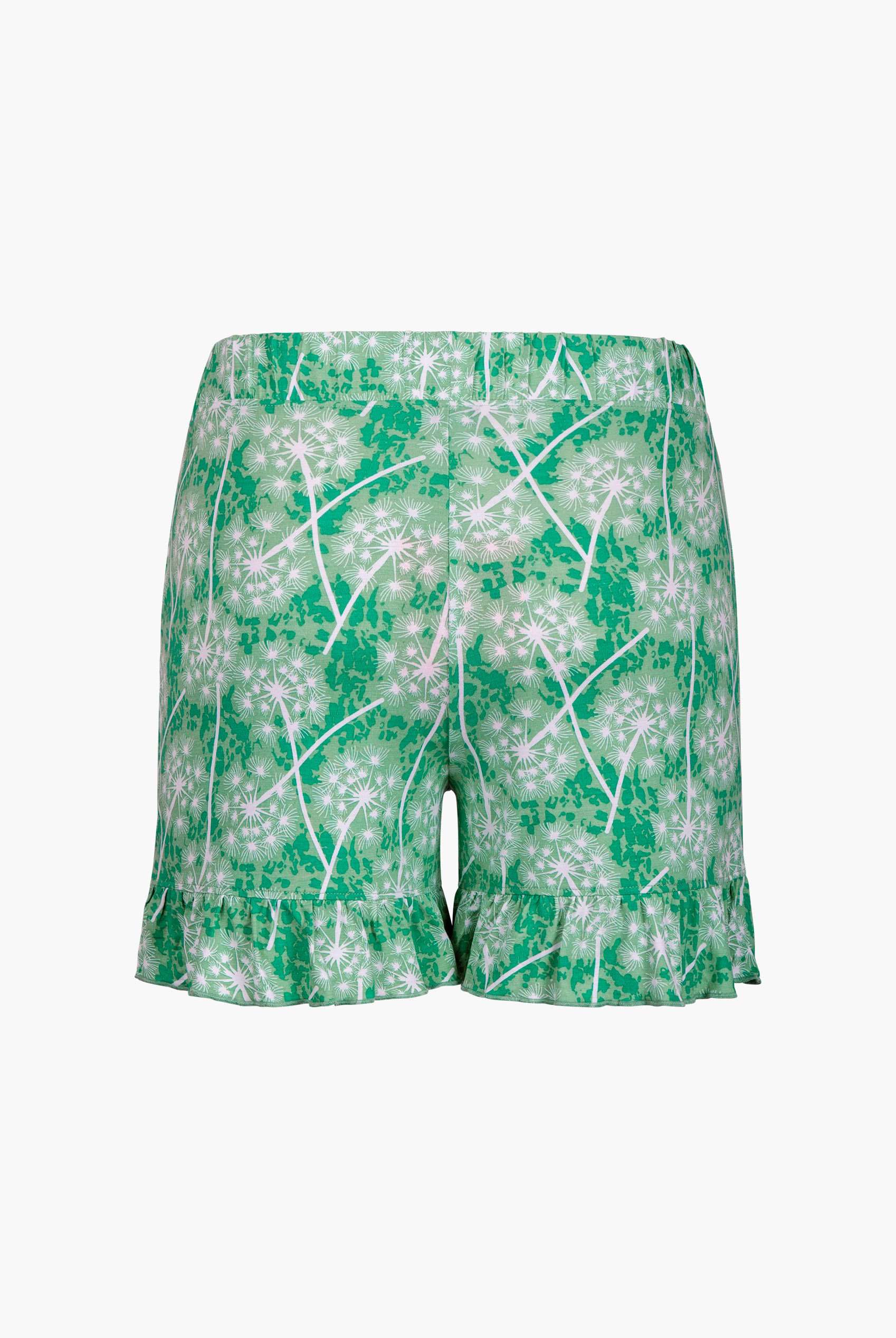 Womens Ruffle Tie-Front Dandelion Printed Shorts