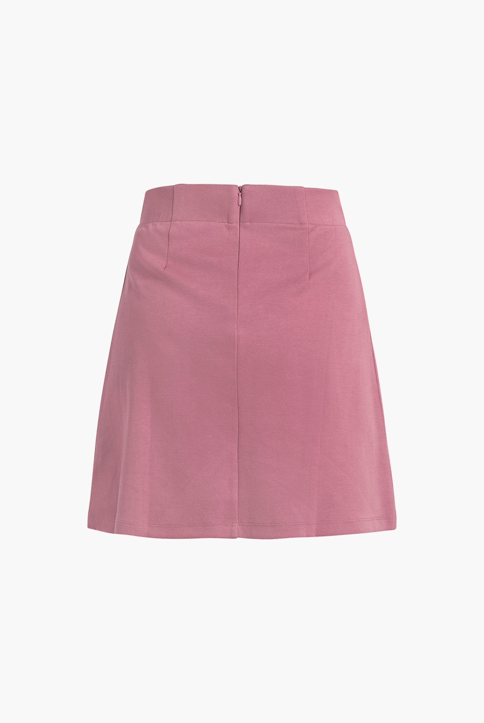 Button-Trimmed Pleated Mini Skirt