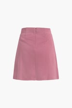 Button-Trimmed Pleated Mini Skirt