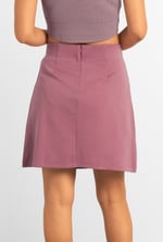 Button-Trimmed Pleated Mini Skirt