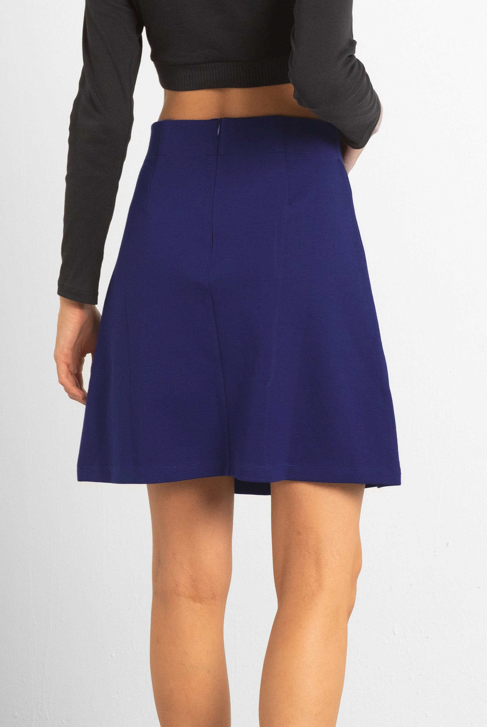 Button-Trimmed Pleated Mini Skirt