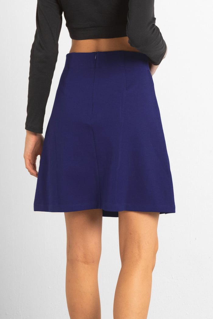 Button-Trimmed Pleated Mini Skirt