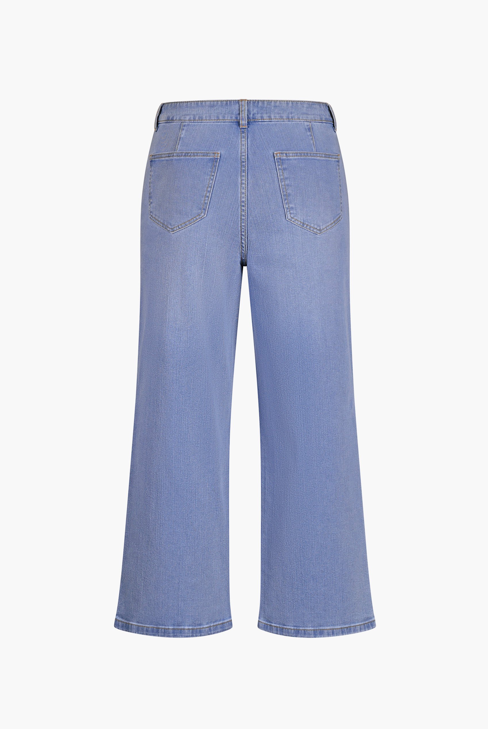 Decorative Button Cropped Wide Leg Jeans