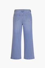 Decorative Button Cropped Wide Leg Jeans