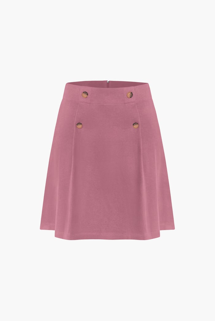 Button-Trimmed Pleated Mini Skirt