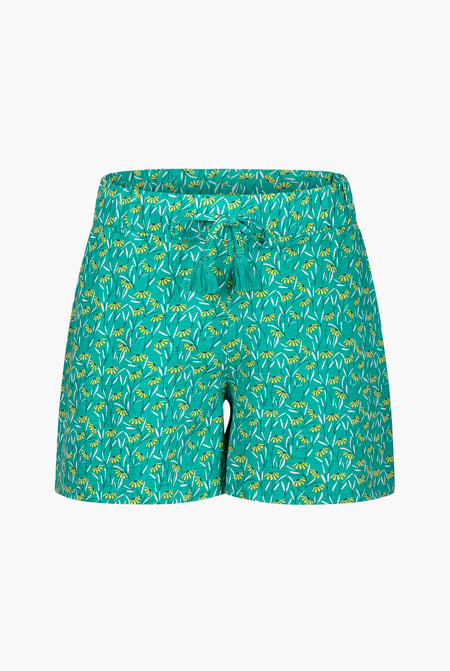 Womens Green Floral Printed Shorts