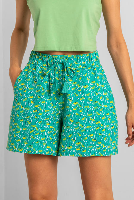 Womens Blue Floral Printed Shorts