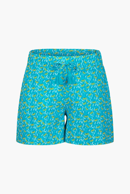 Womens Blue Floral Printed Shorts