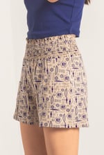 Smocked High-Waisted Printed Shorts