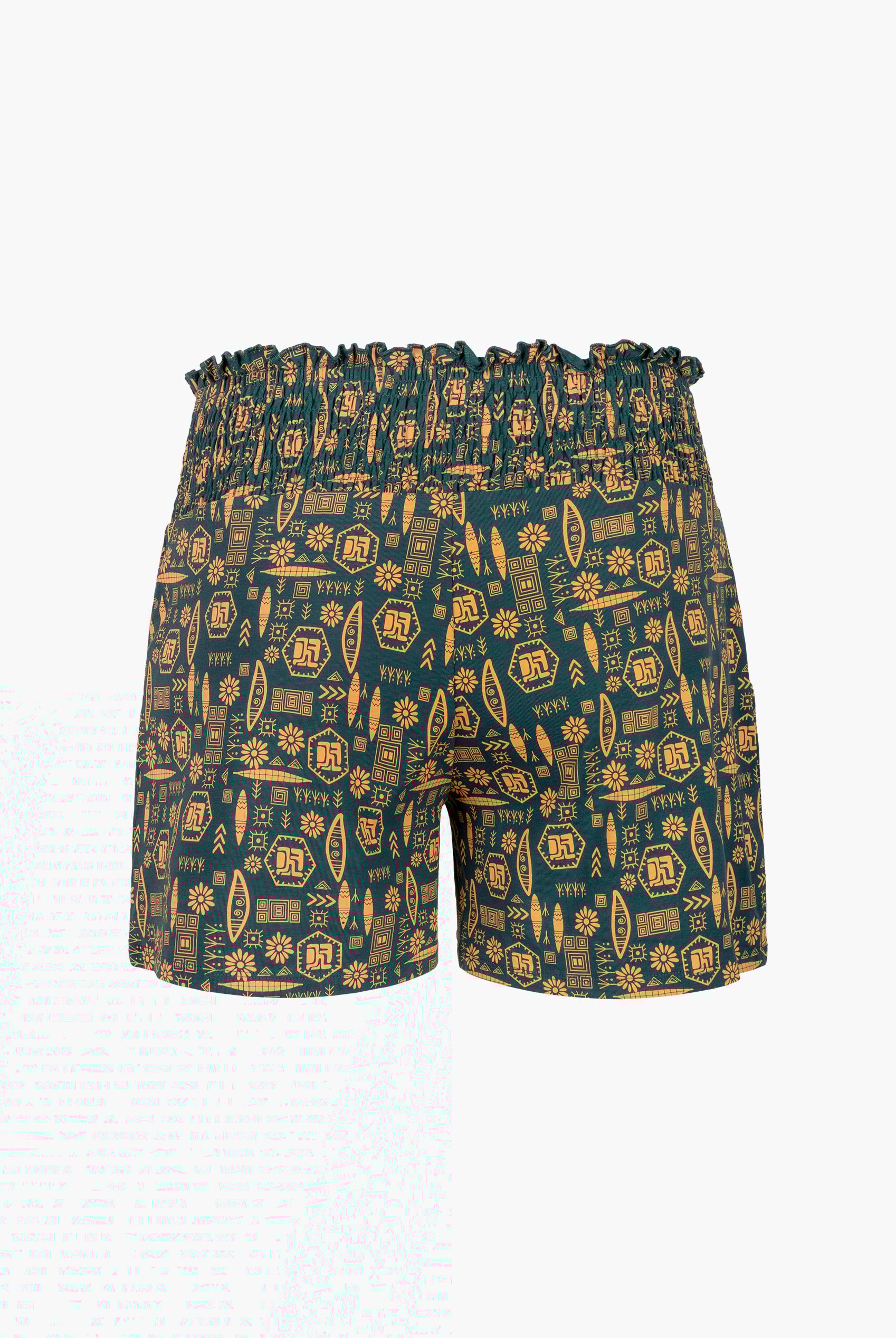 Smocked High-Waisted Printed Shorts