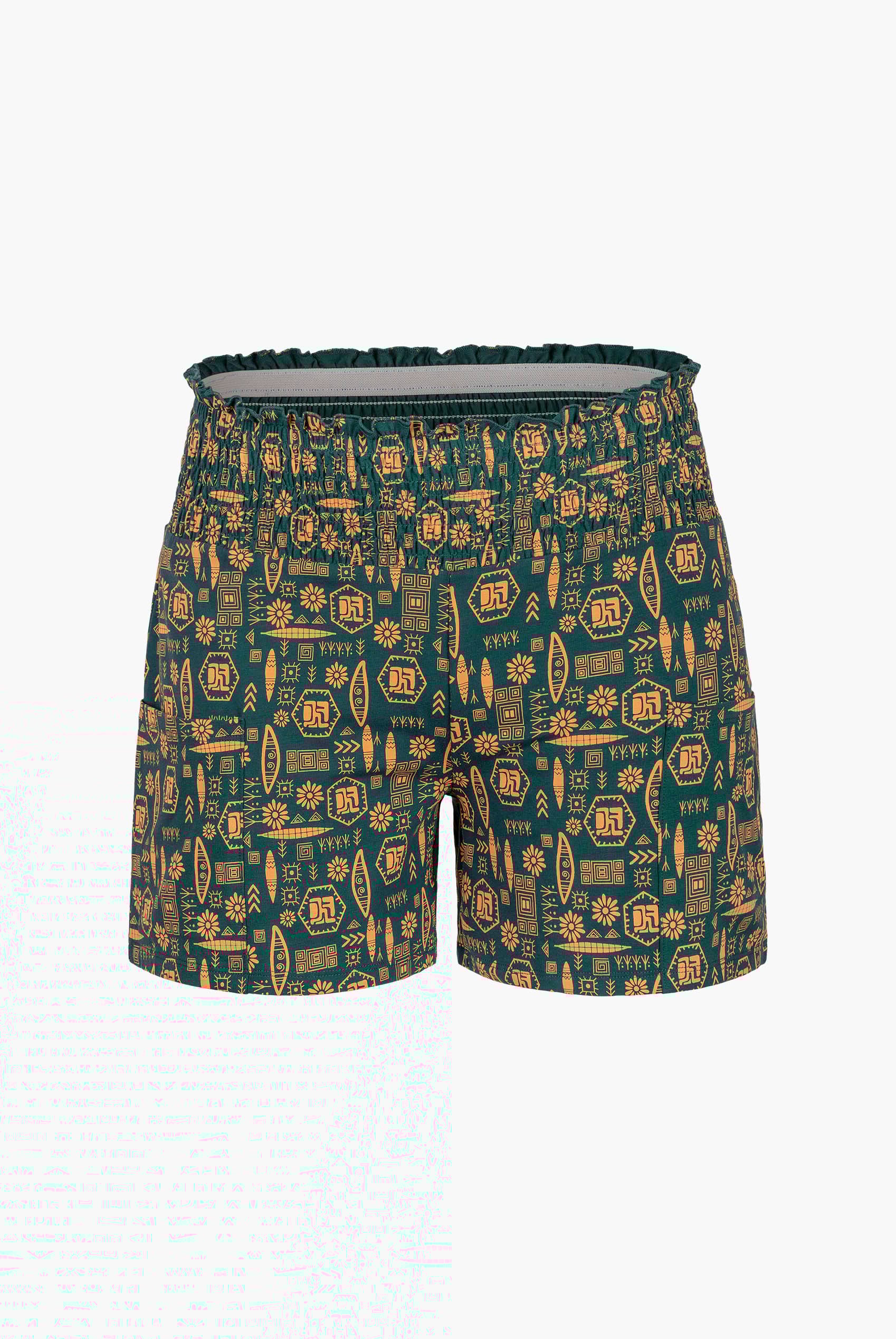 Smocked High-Waisted Printed Shorts