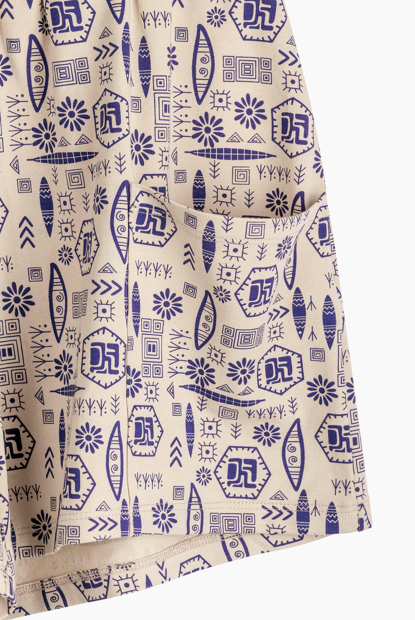 Smocked High-Waisted Printed Shorts