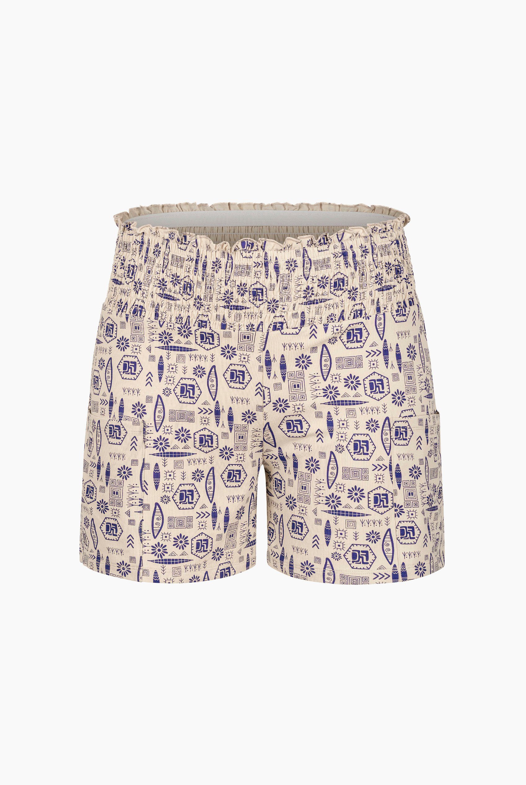 Smocked High-Waisted Printed Shorts