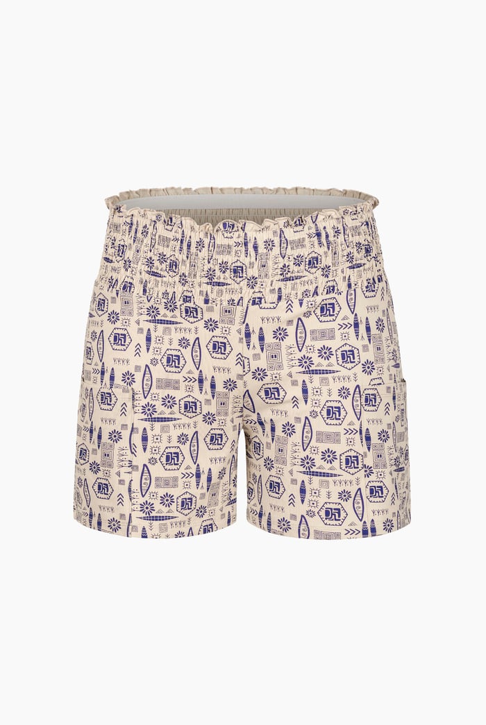 Smocked High-Waisted Printed Shorts