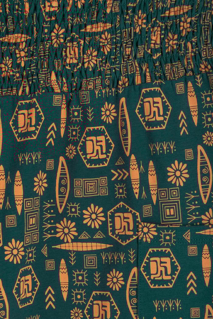 Smocked High-Waisted Printed Shorts