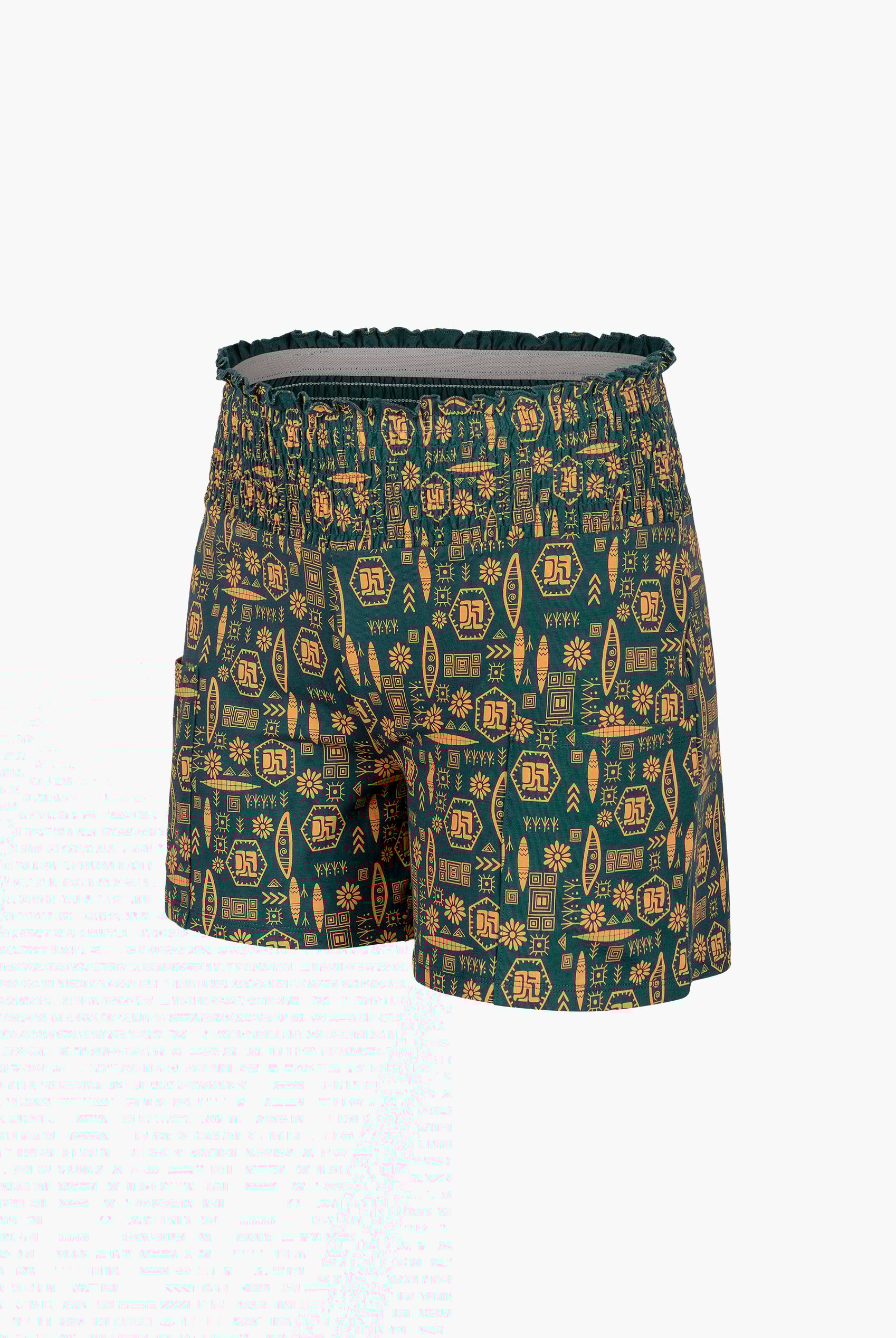 Smocked High-Waisted Printed Shorts