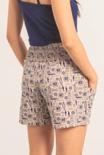 Smocked High-Waisted Printed Shorts