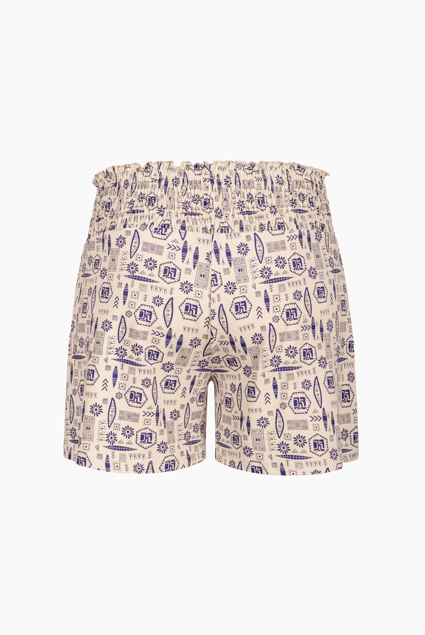 Smocked High-Waisted Printed Shorts