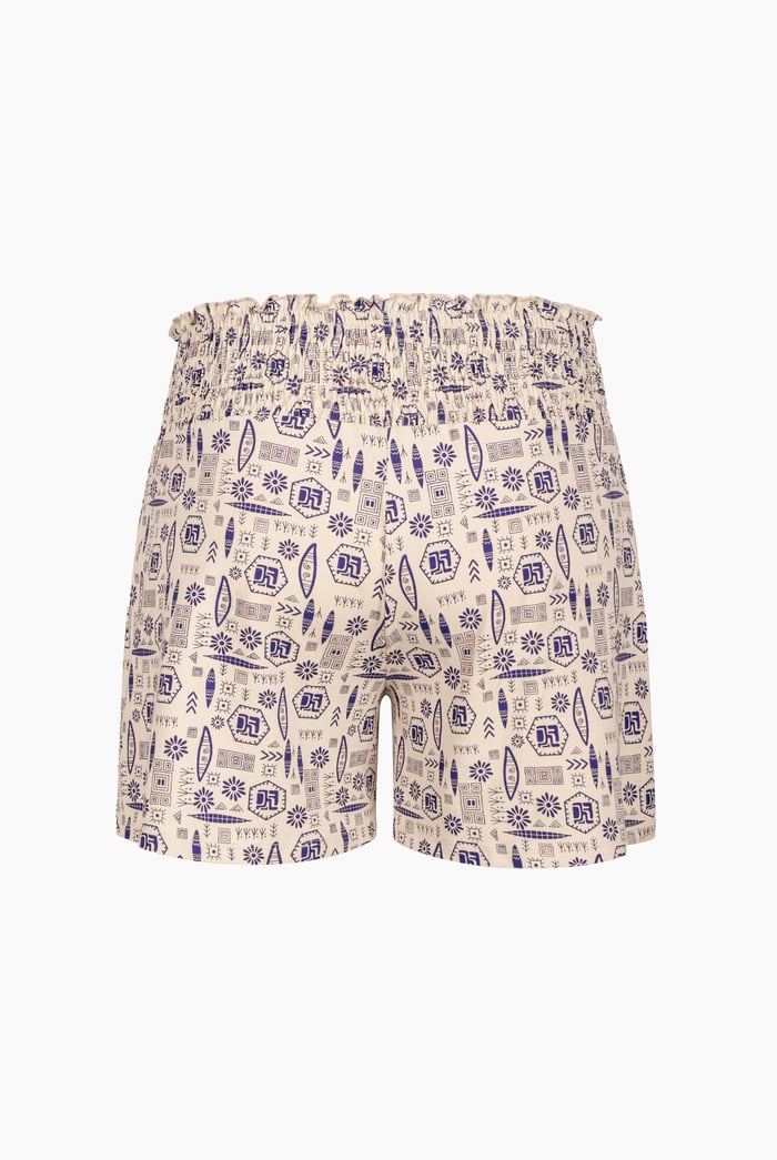 Smocked High-Waisted Printed Shorts
