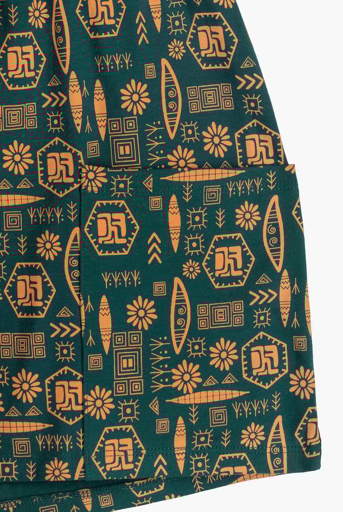 Smocked High-Waisted Printed Shorts