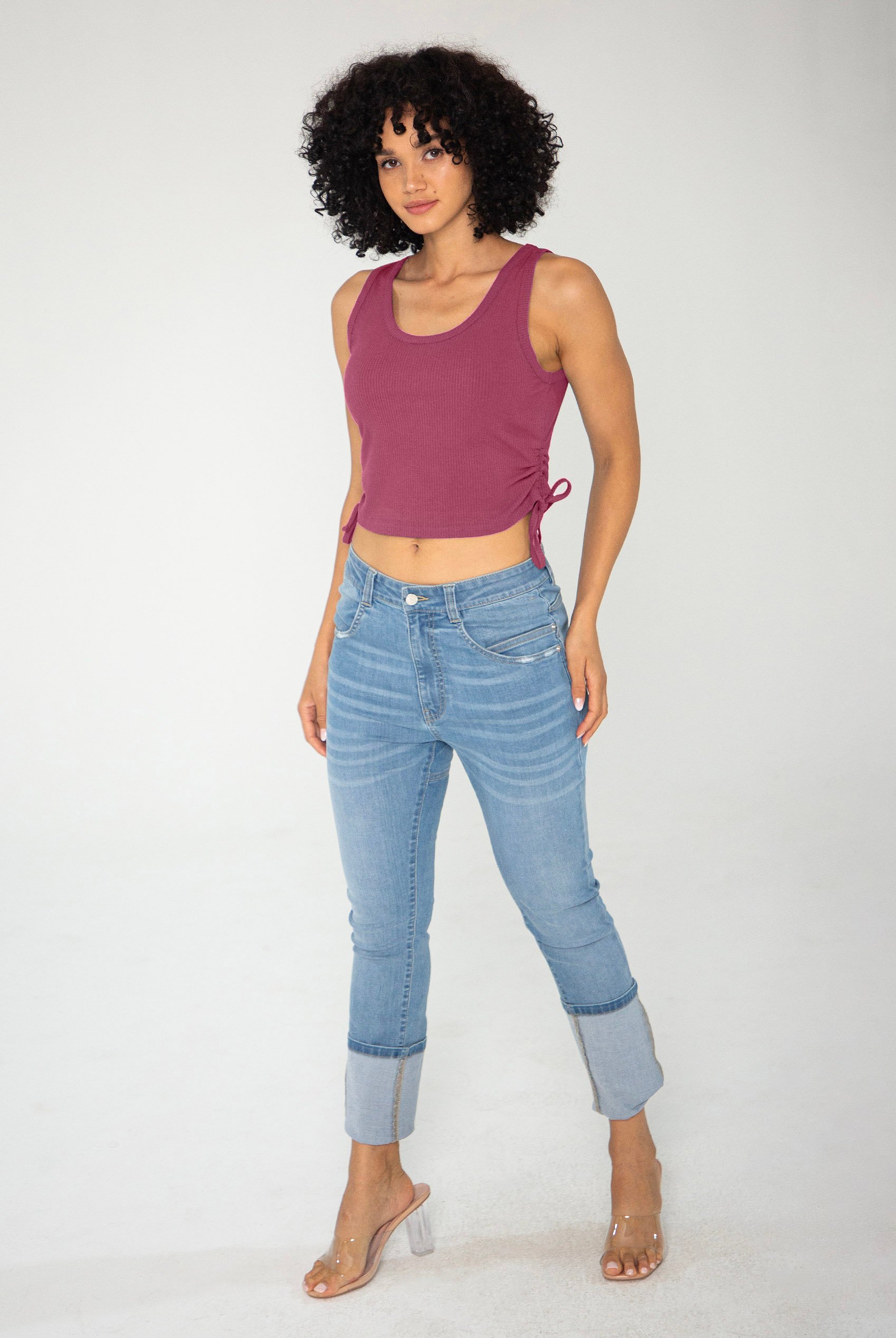 Ruched Rib Vest Tank Top