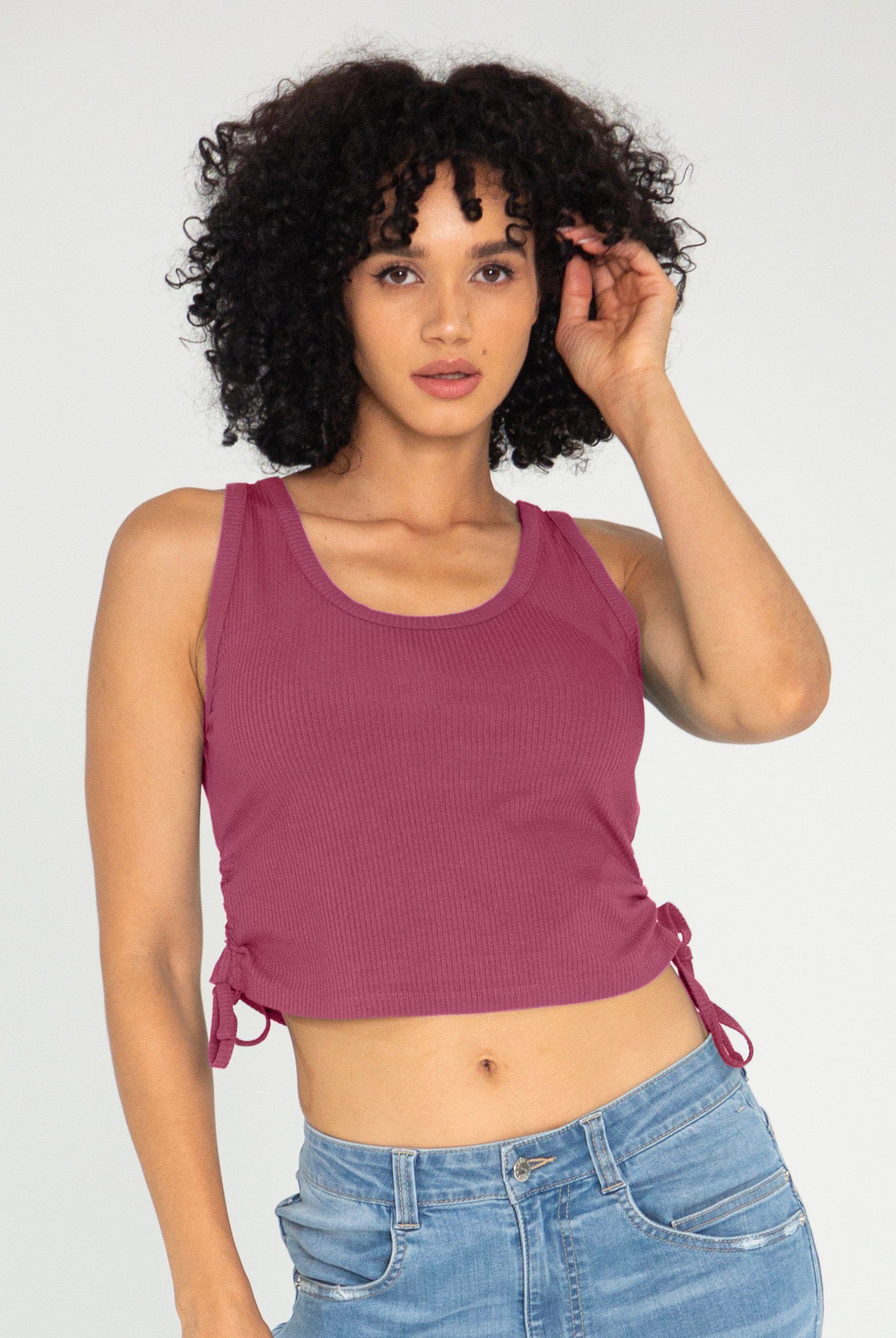Ruched Rib Vest Tank Top