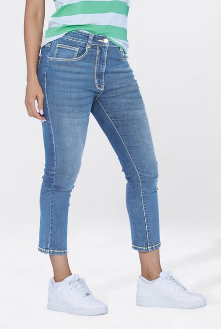 Mid Blue Super Stretch Skinny Capri Jeans