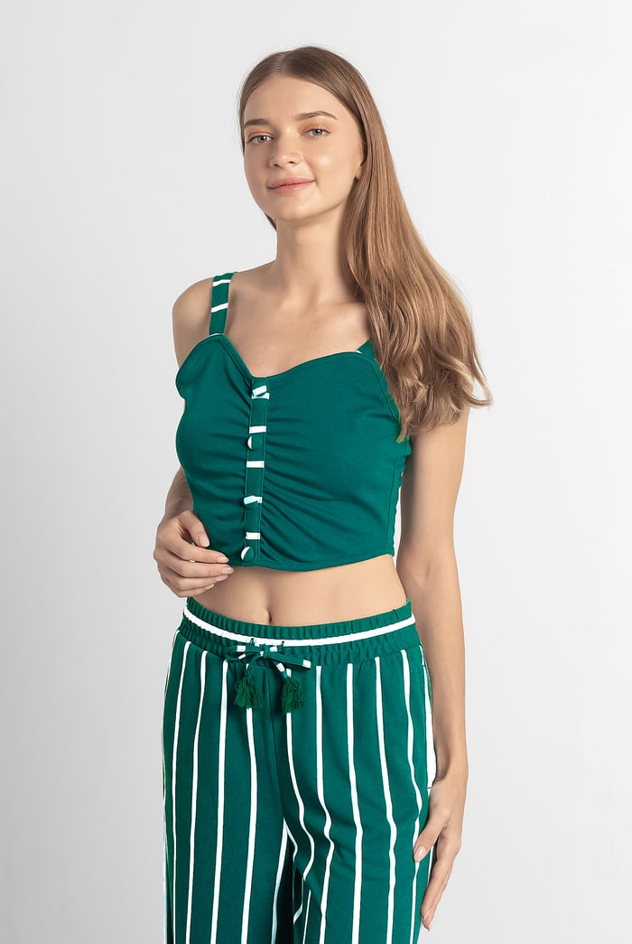 Striped Flare pant with Strappy Top Set