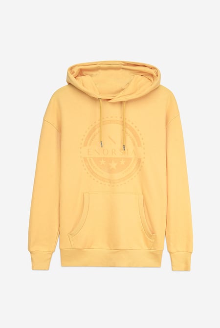Women Yellow Drop Shoulder Printed Hoodie