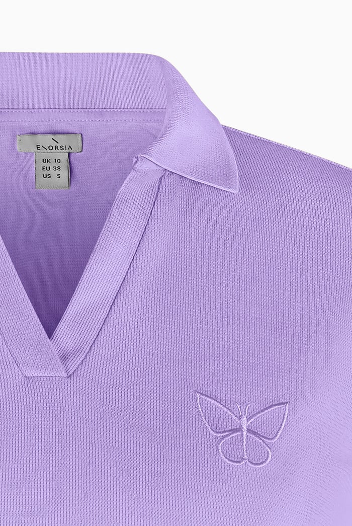 Waffle V-Neck Cropped Polo