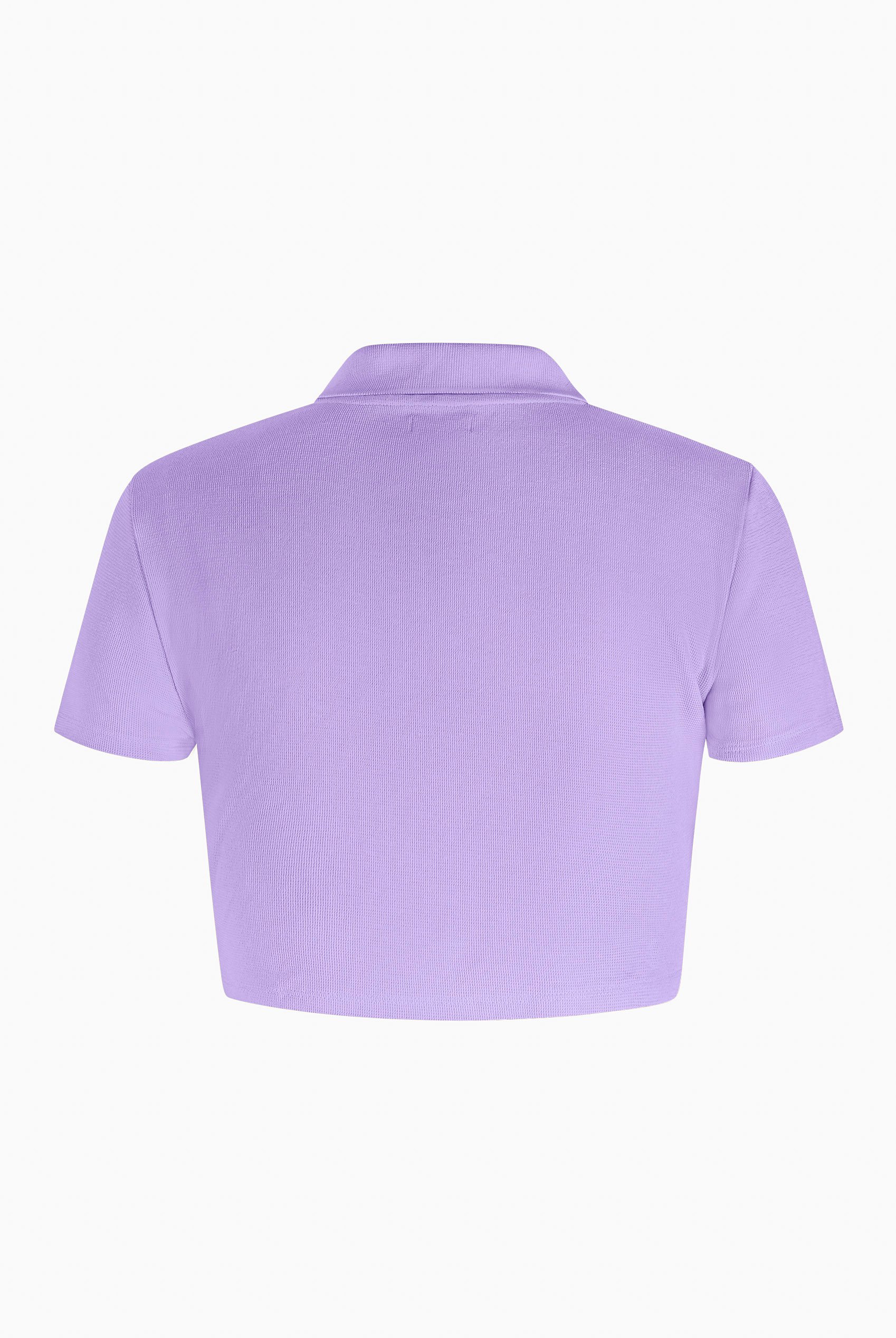 Waffle V-Neck Cropped Polo