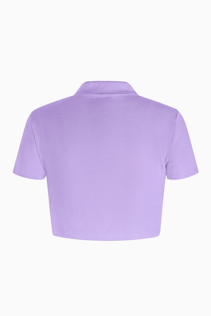 Waffle V-Neck Cropped Polo