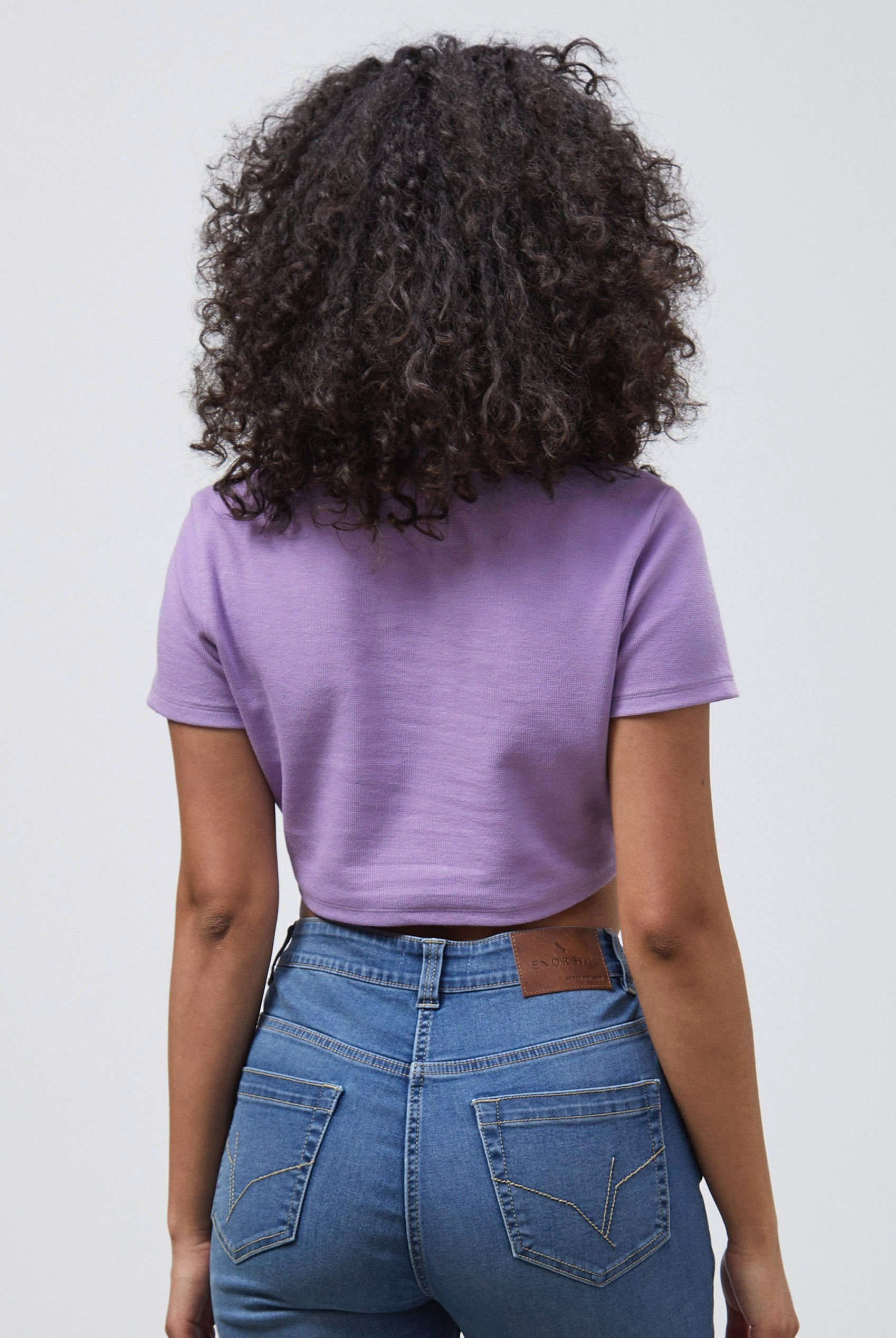Waffle V-Neck Cropped Polo