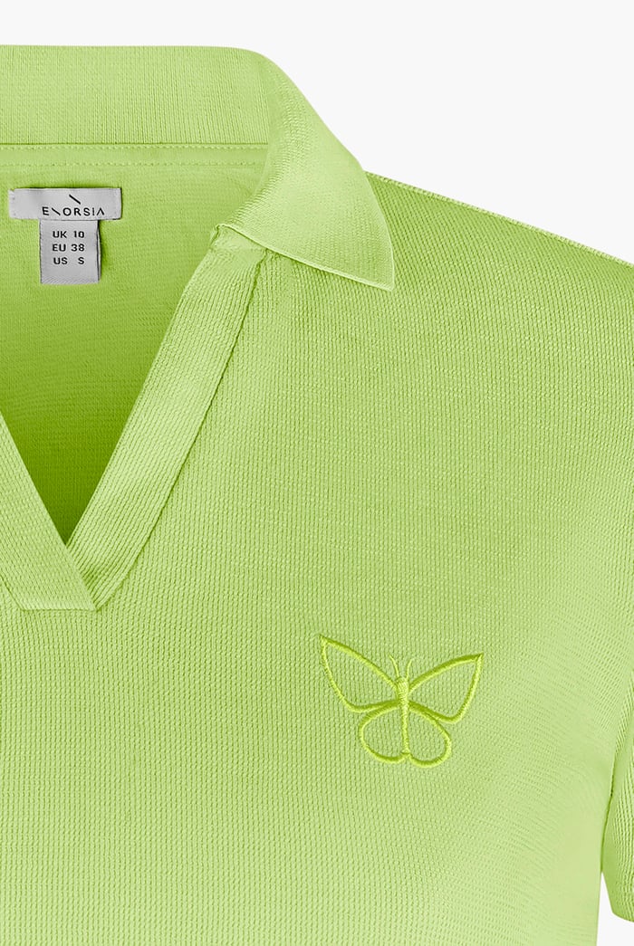 Waffle V-Neck Cropped Polo